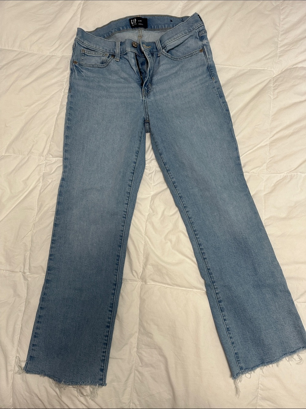 GAP Light Wash Flare Jeans with Frayed Hem